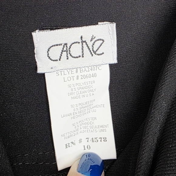 Cache Spaghetti Straps Waterfall Ruffles Black Formal Long Dress Women's Size 10 - Picture 5 of 11